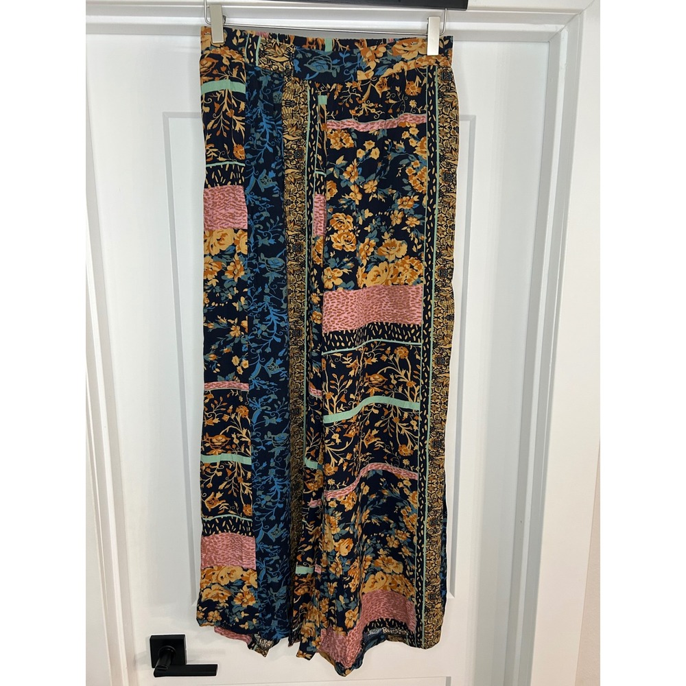 Jase Pull On Stretch Womens Floral Patchwork Wide Leg Boho Palazzo Pants Medium - Picture 1 of 8